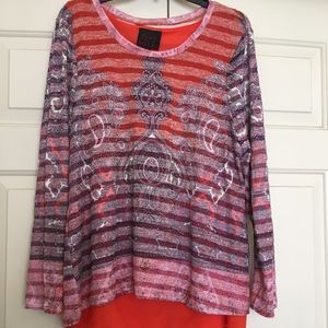 French Blue Layered Top/Blouse.  Size XL